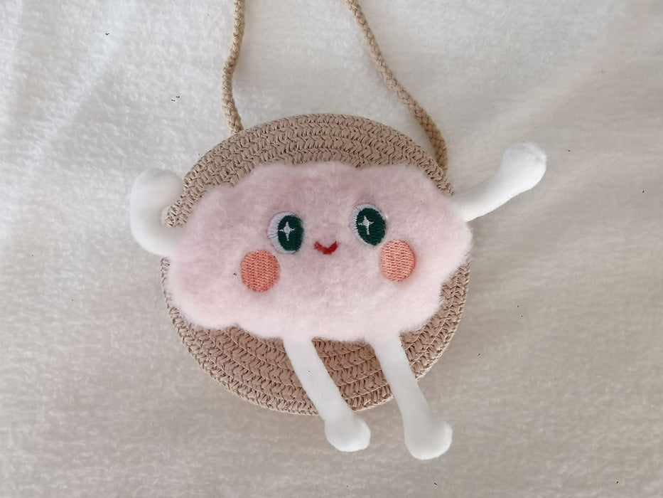 Wholesale Children's Straw Bag Cute Cartoon Big Ears Dog Children's Coin Purse Crossbody Small Bag Woven