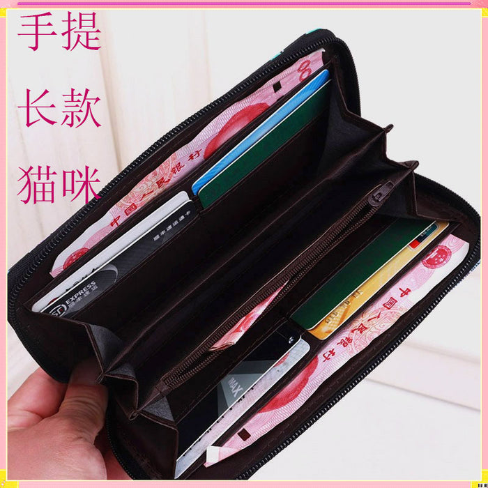 Wholesale Cute cartoon cat 6-inch mobile phone bag student wallet
