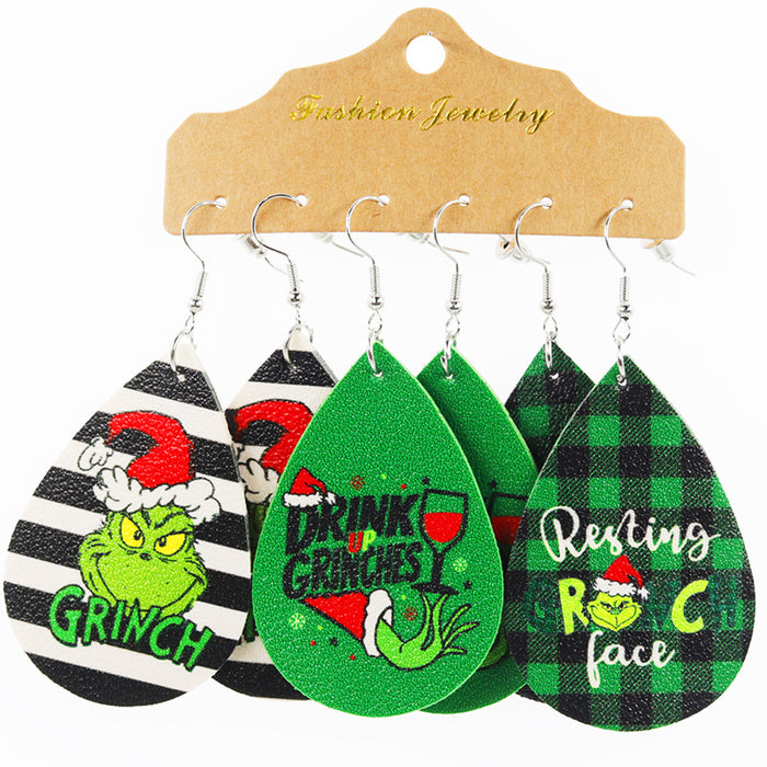 Wholesale Green Christmas Leather Earrings JDC-ES-ChenChen001