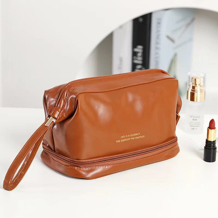 Wholesale Modern Cloud Design Double Layer Makeup Bag PU Leather Travel Toiletry Pouch Everyday Use And Gift