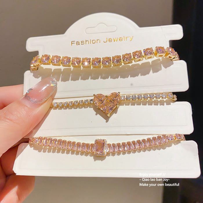 Wholesale Geometric Square Round Clasp Bracelet with Zircon Trendy Jewelry Accessory