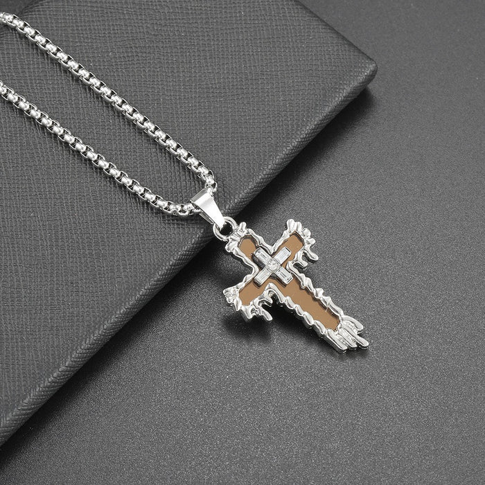 Wholesale Jewelry Cross Titanium Steel Hoodie Necklace High Grade Sweater Chain Clavicle Chain