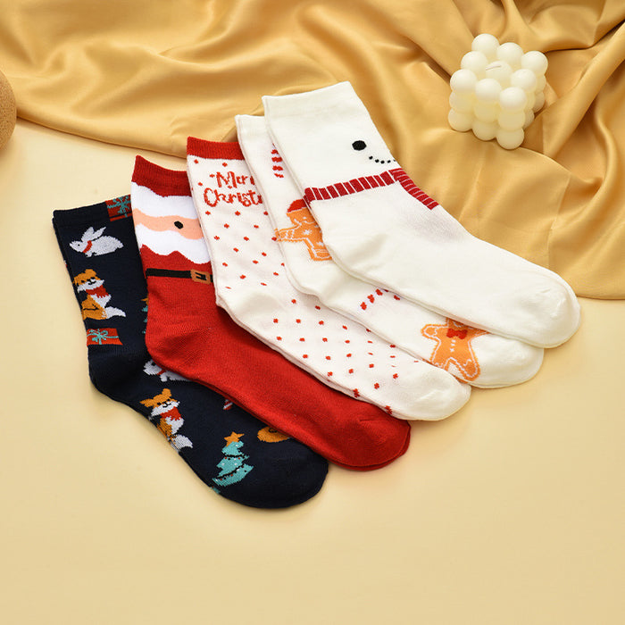 Wholesale 10pcs Cartoon Christmas Polyester Elk Middle Tube Socks JDC-SK-Xinh024