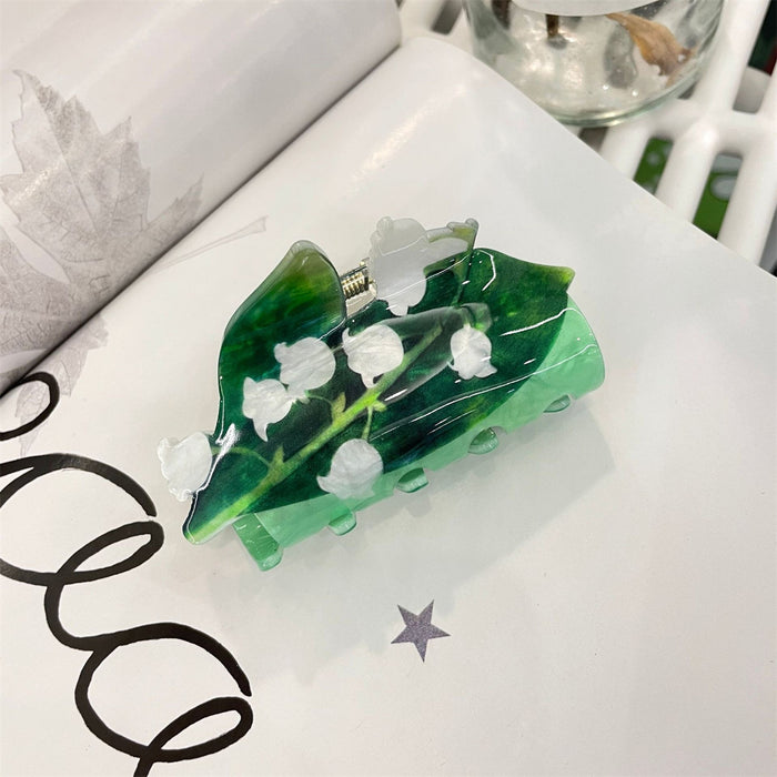 Wholesale Acrylic Flower Grab Clip Hand-painted Rose Lily Hair Accessories Dopamine Hairpin