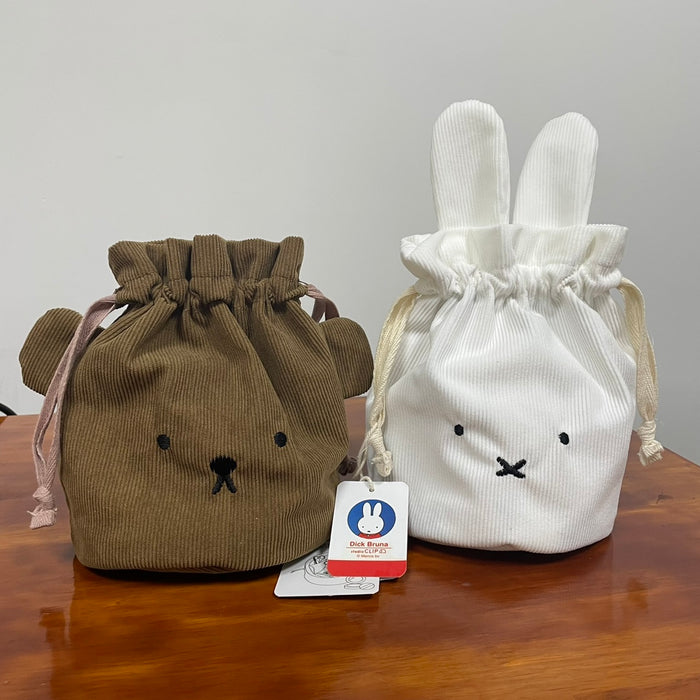 Wholesale Corduroy Bear Travel Portable Cosmetic Storage Bag Drawstring Closure Wash Bag Lightweight Compact Toiletry