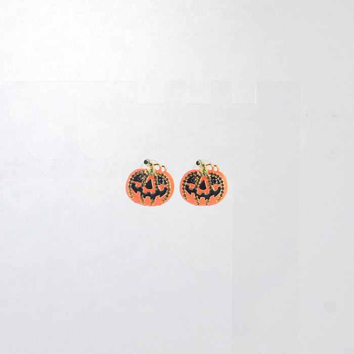 Wholesale Electroplated Zinc Alloy  Earrings Pumpkin Skull Ghost Face Tassel Zircon For Boutique Resale