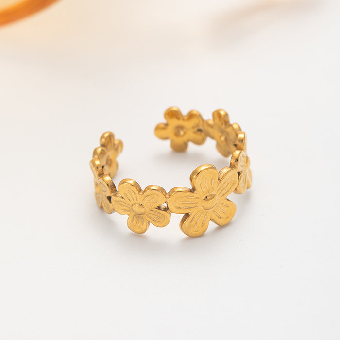 Wholesale Adjustable Open Flower Stainless Steel Ring