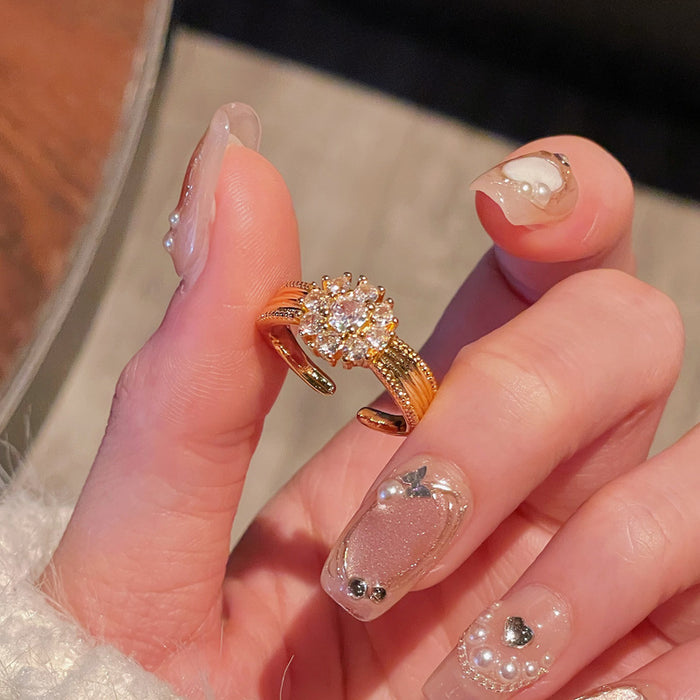 Wholesale Vintage zircon inlaid exquisite open ring, niche butterfly high-end and personalized accessory