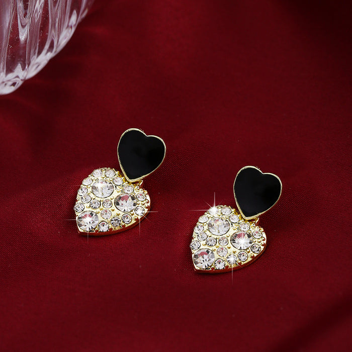 Wholesale Silver needle studded diamond heart, simple and versatile, personalized temperament, high-end design, earring earrings