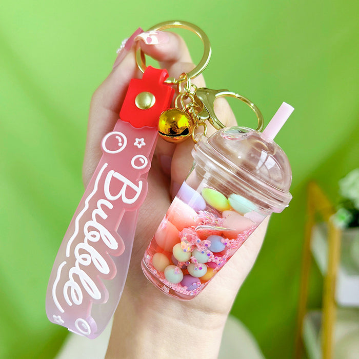 Wholesale Acrylic Luminous Oil Milk Tea Cup Keychain JDC-KC-YanG010