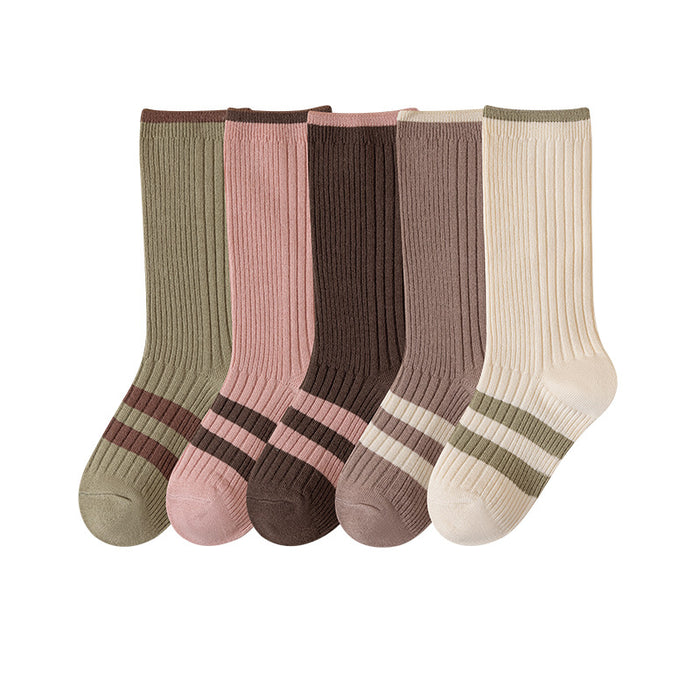 Wholesale Autumn and Winter Children's Combed Cotton Strips Textured Pile Socks Long Tube Sports Socks JDC-SK-SL005