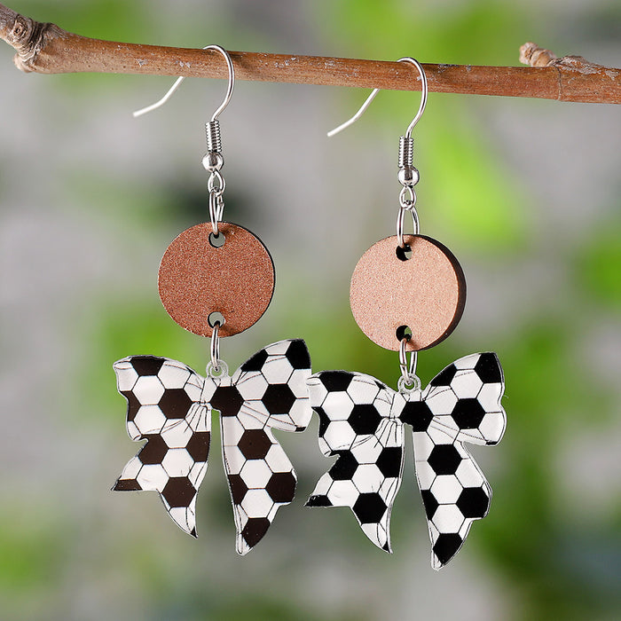 Wholesale New Ball Bow Disc Splicing Pendant Earrings, Acrylic Earrings for Watching Competitions, Gift