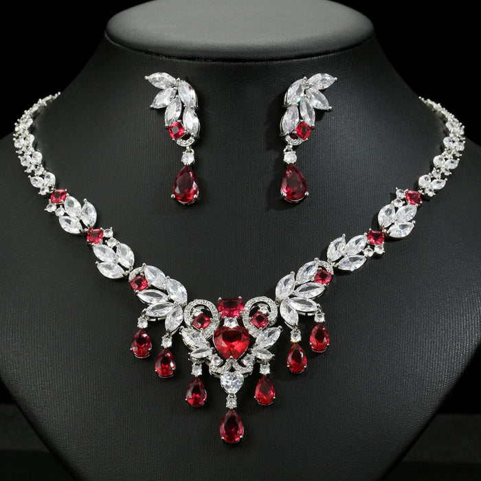 Wholesale Fashion Zircon Necklace Earrings Jewelry Accessories Shining