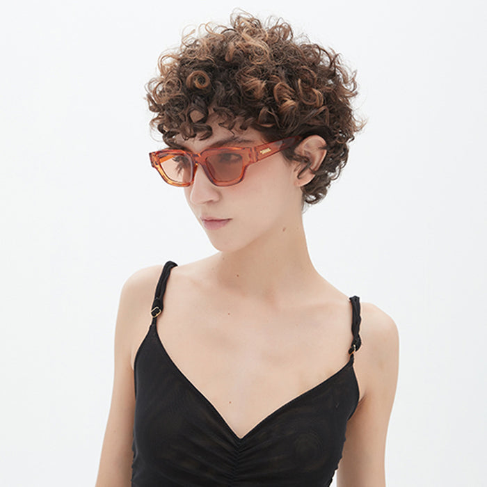 Wholesale New Transparent Small Box Sunglasses Trendy Personalized Sunglasses Retro Brown Sunglasses Wearing Sunglasses
