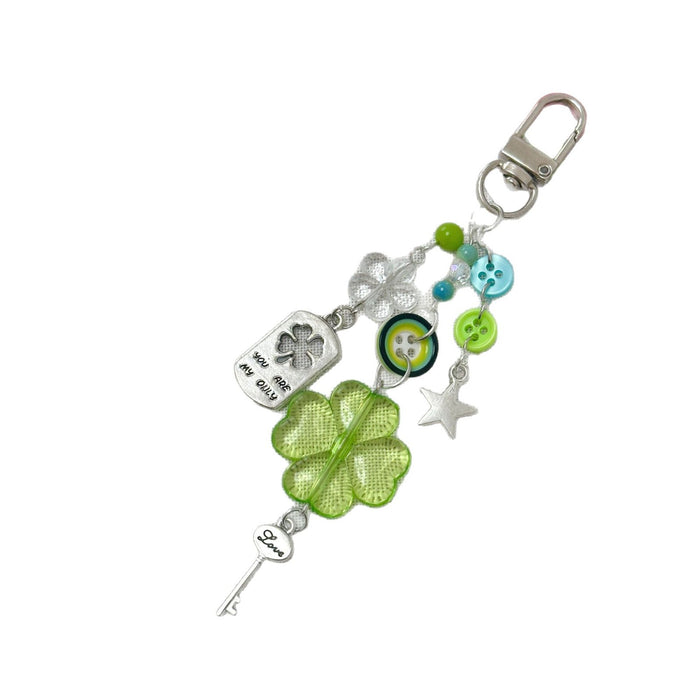 Wholesale Four-leaf Clover Pendant Keychain Beaded Small Pendant Cute  All-match