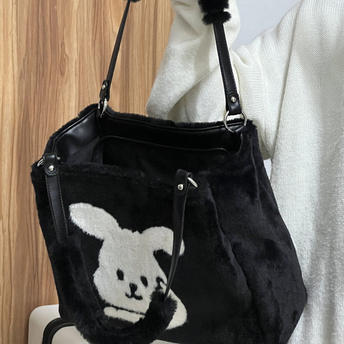 Wholesale Plush Creative White Rabbit Pattern Shoulder Bag JDC-SD-DRS014