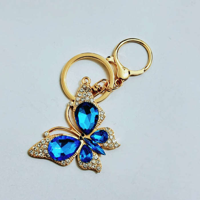 Wholesale Trendy Rhinestone Butterfly Keychain Zinc Alloy Car Key Accessory Gift