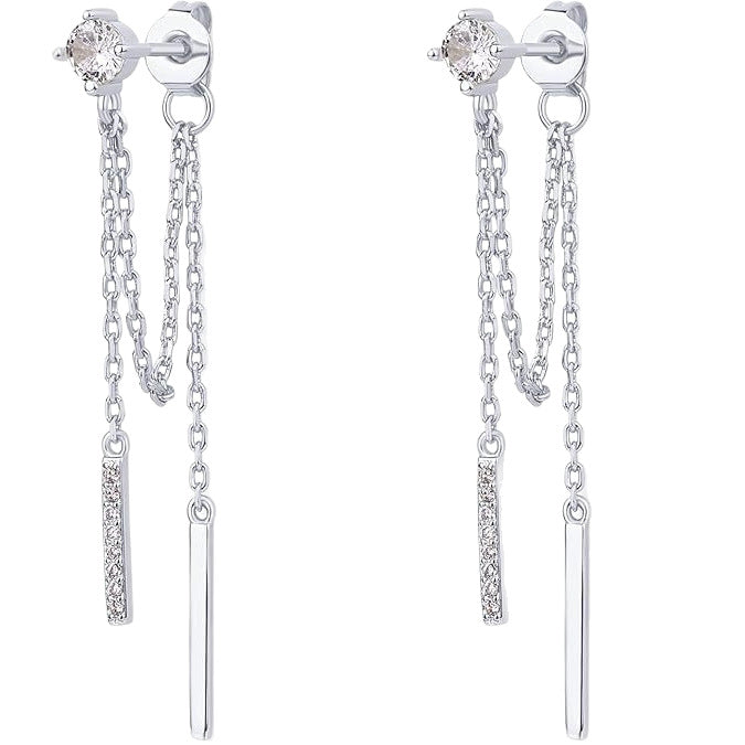 Wholesale Long chain earrings, creative silver needle earrings, niche design, high-end and elegant earrings