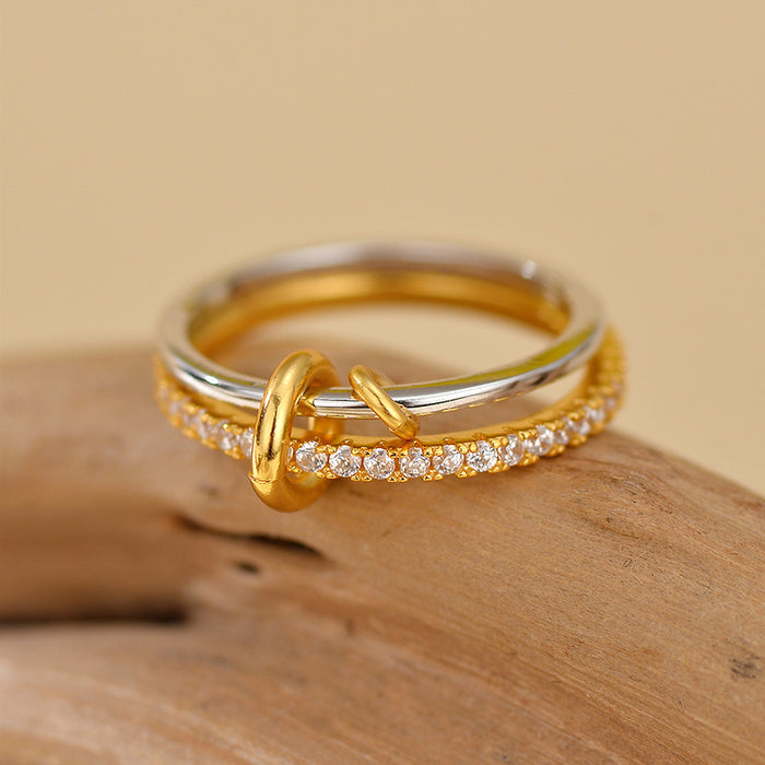 Wholesale S925 Sterling Silver Circumference Diamond Double Layer Jewelry Ring