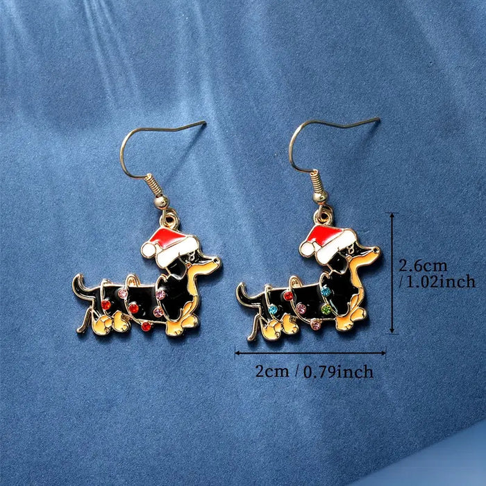 Wholesale Cute Christmas cartoon puppy earrings