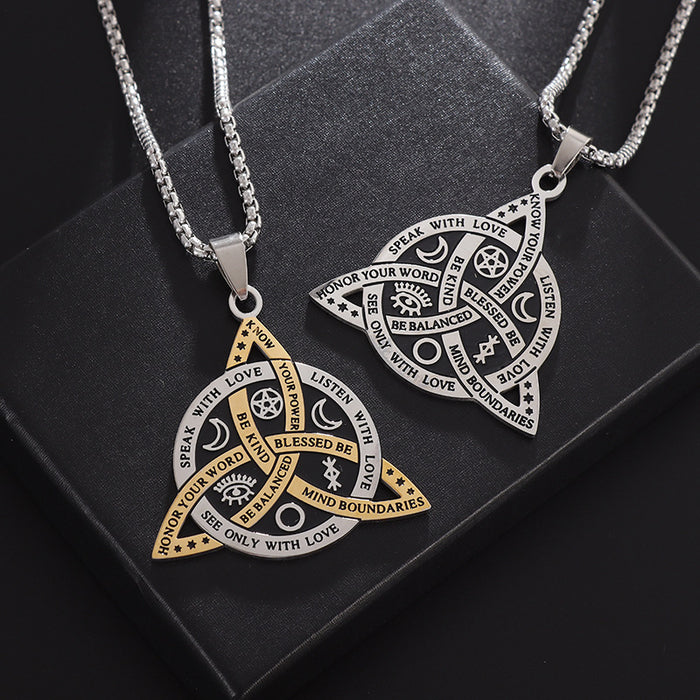 Wholesale stainless steel Celtic retro Triangle pendant star Moon fan Men Necklaces