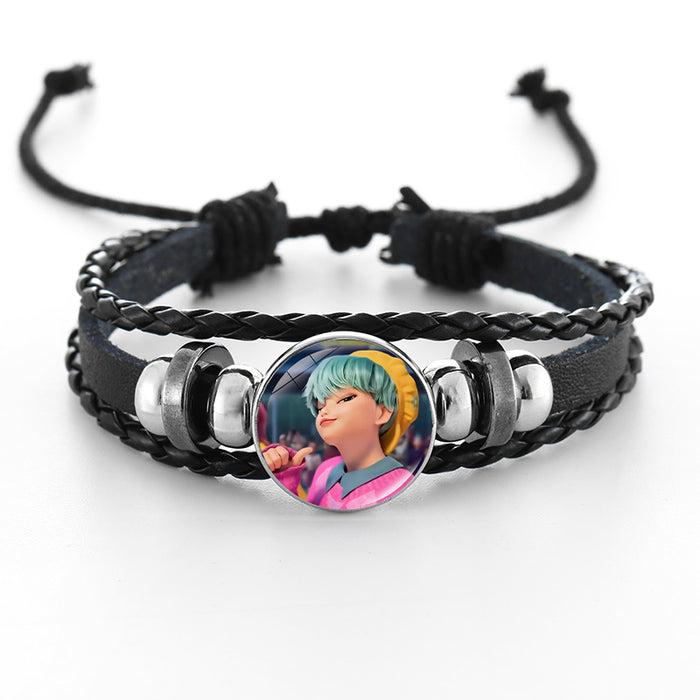 Wholesale KPOP Couple leather braided black bracelet
