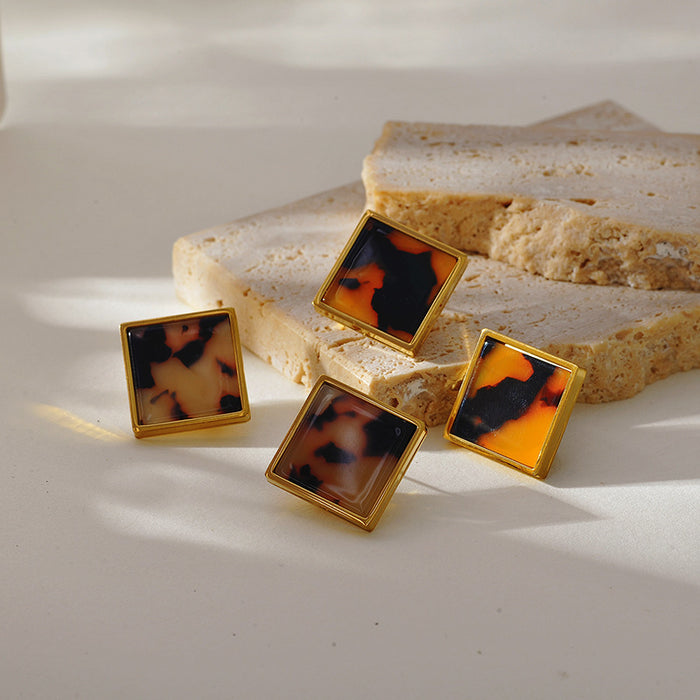 Wholesale  geometric leopard stainless steel earrings