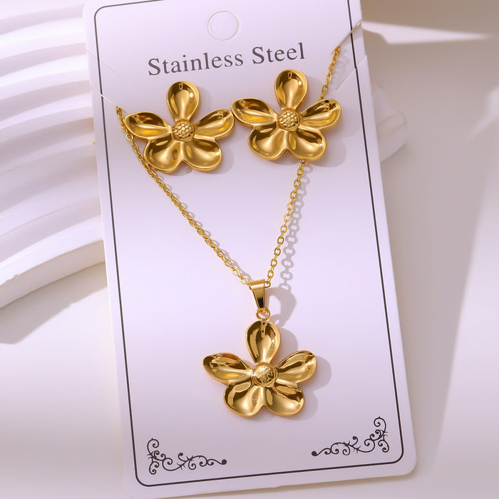 Wholesale RetroEarrings Necklace Stainless Steel Gold-Plated Jewelry