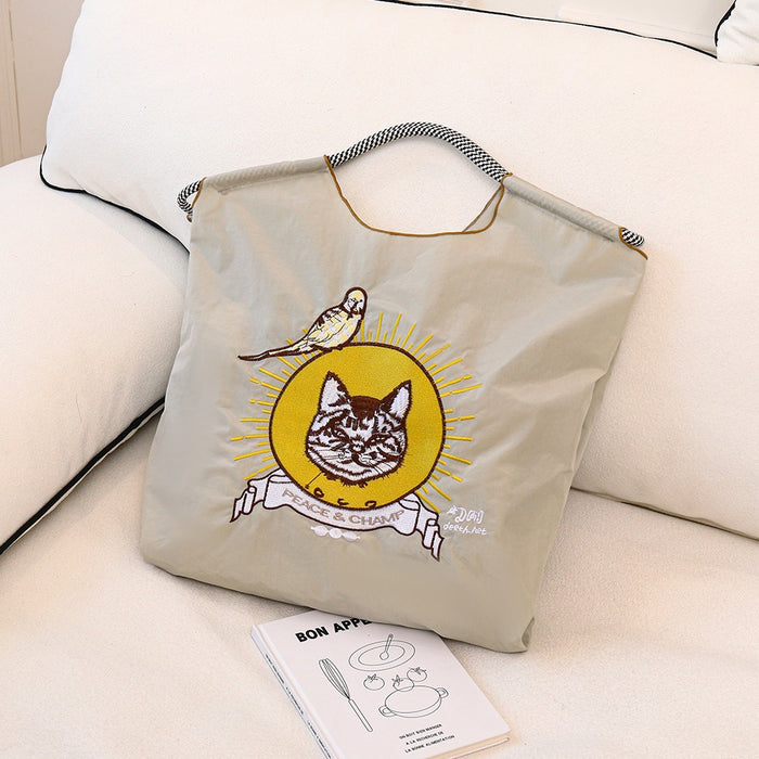Wholesale Canvas bag embroidery shopping bag tote bag large capacity bag women' s handbag crossbody bag
