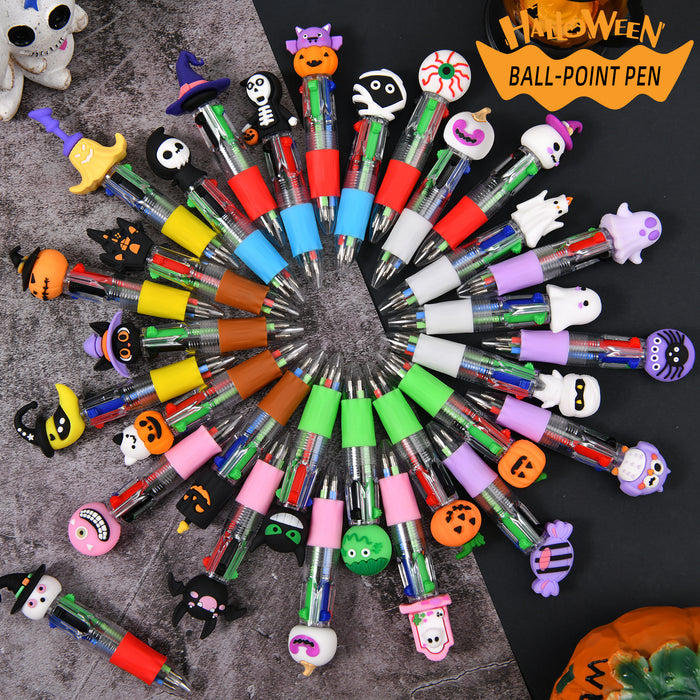 Wholesale 5pcs/ 60pcs  Cartoon Mini Four-Color Ballpoint Pen Cute Primary School Student Handbook Pen Multi-Color Ballpoint Pen Stationery Small Gift