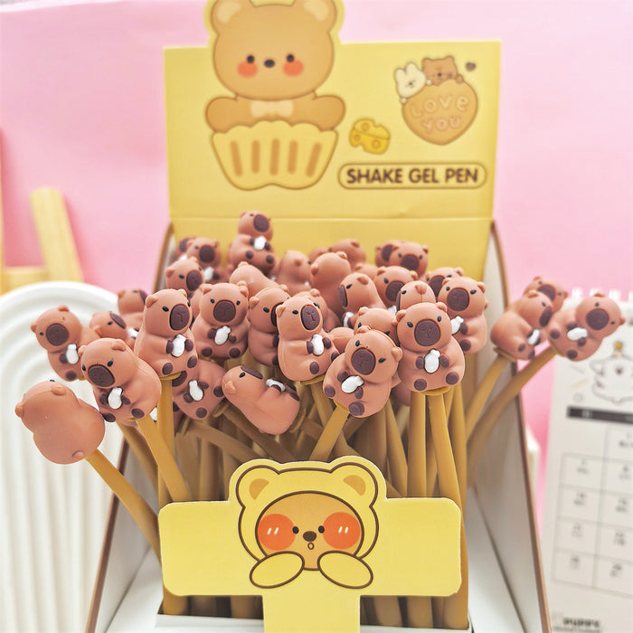 Wholesale Capybara Rock Soft Gel Pen Simulation Food Shape Swing Pen Decompression Gift Pen Student Stationery