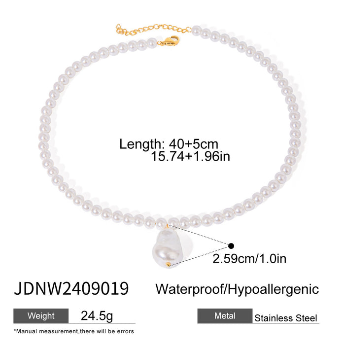 Wholesale Stainless Steel Glass Acrylic Baroque Pearl Necklace Titanium Steel Necklace Jewelry