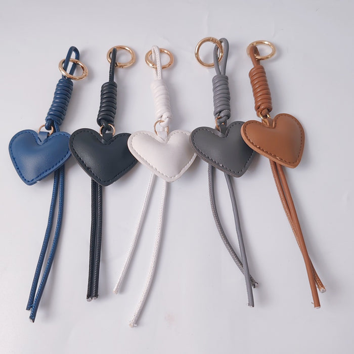 Wholesale Trendy PU Heart Bag Charm Keychain With Leather Rope Fashion Car Decoration And DIY Craft Accessory