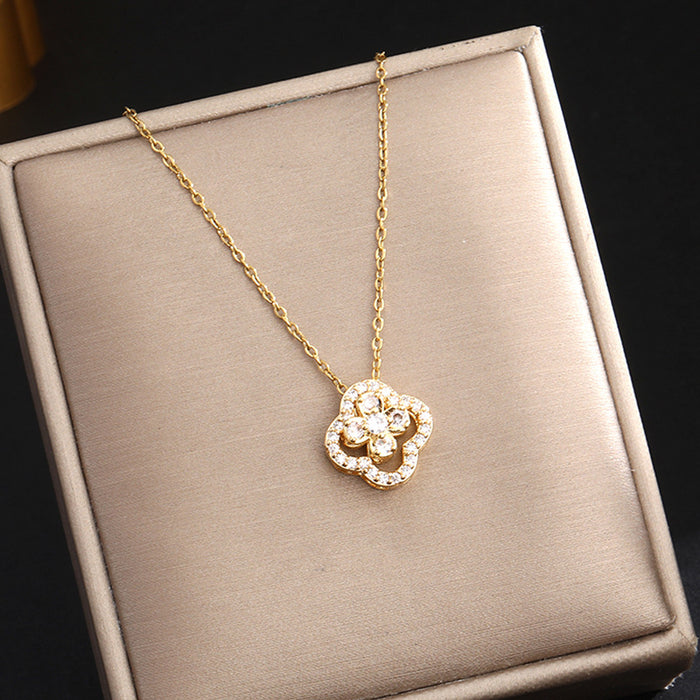 Wholesale Lucky four-leaf clover titanium steel necklace choker necklace