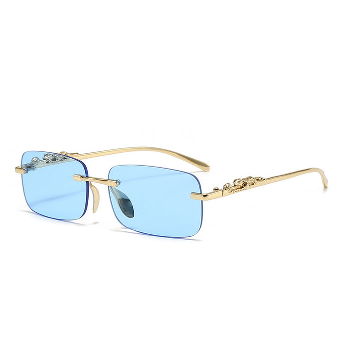 Wholesale Metal frameless glasses, personalized cut edge sunglasses, colored lenses, retro sunglasses, color changing sunglasses