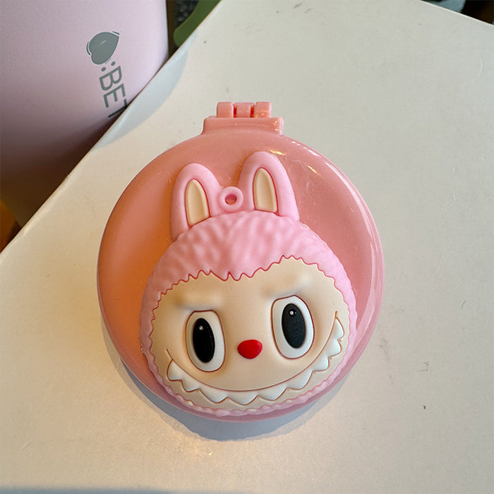 Wholesale Cartoon Bunny Monster Folding Mirror Children' s Portable Comb Dual-Use Mini Air Cushion Comb Cosmetic Mirror