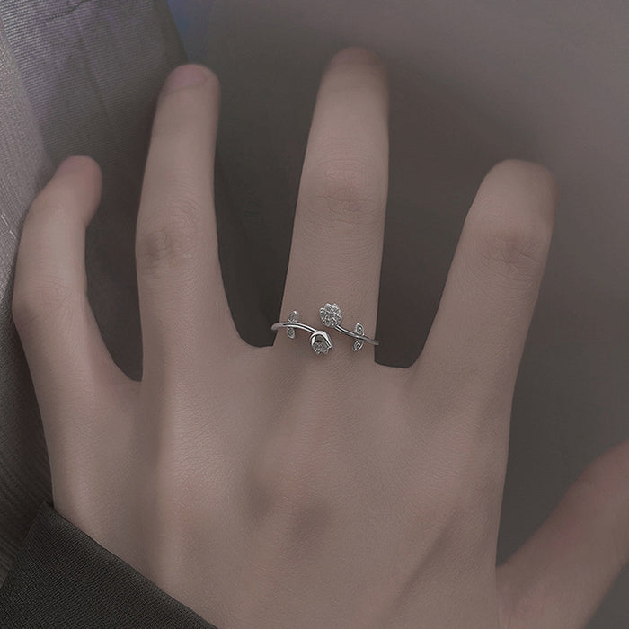 Wholesale Diamond Tulip Ring Personality Elegant National Tide Temperament