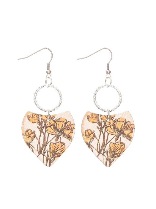 Wholesale Leaves Wooden Earrings Ring Earrings