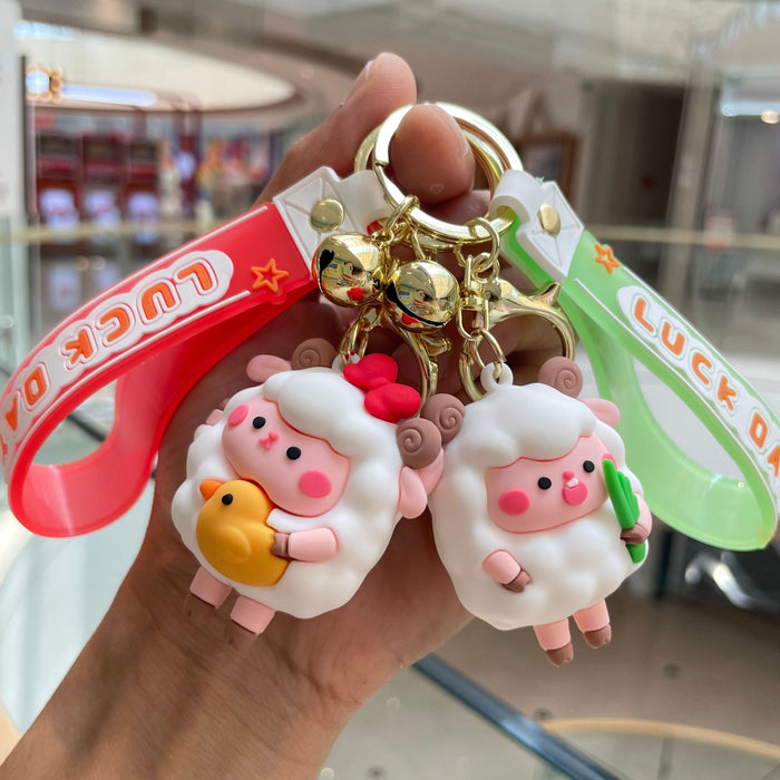 Wholesale Keychain couple exquisite cartoon backpack pendant car keychain claw doll machine small gift wholesale