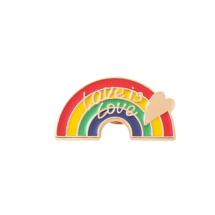 Wholesale Rainbow Love Letter Metal Badge JDC-BC-NanLuo003