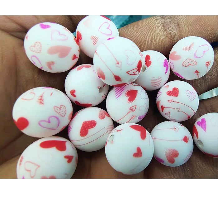 Wholesale 20pcs15mm Valentine's Day Printed Beads JDC-BDS-HongZhou007