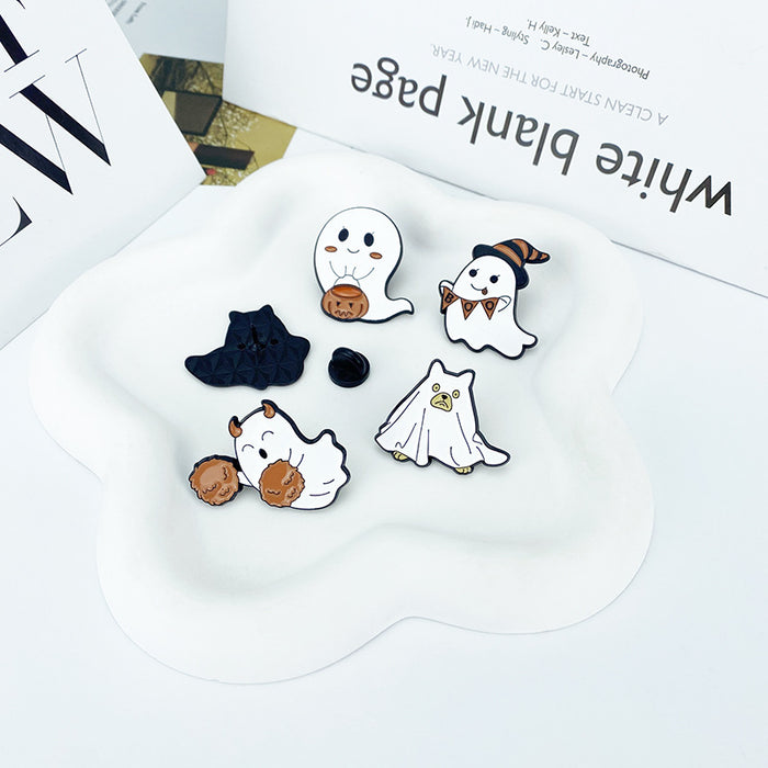 Wholesale Ghost Pumpkin Brooch Pin Zinc Alloy Cartoon Badge Party Fashion Accessory Gift MOQ≥2