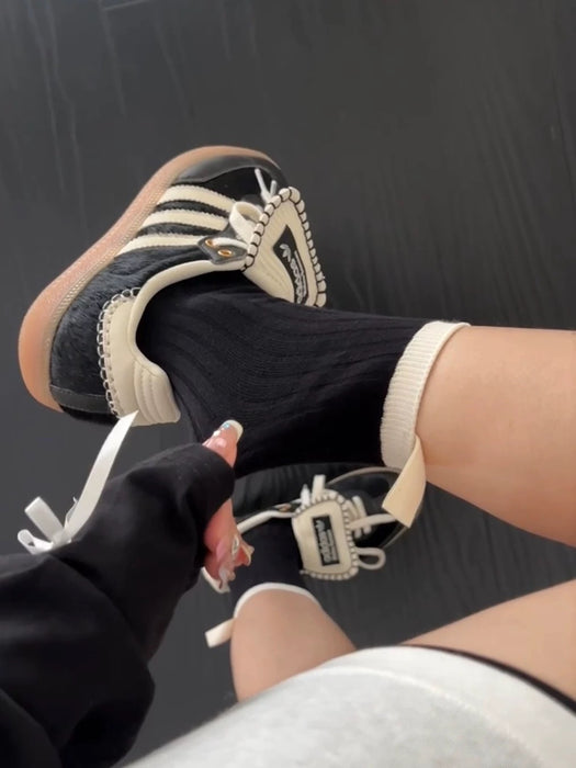 Wholesale Mid length socks, pure cotton pile socks, contrasting stripes, sweat absorbing socks