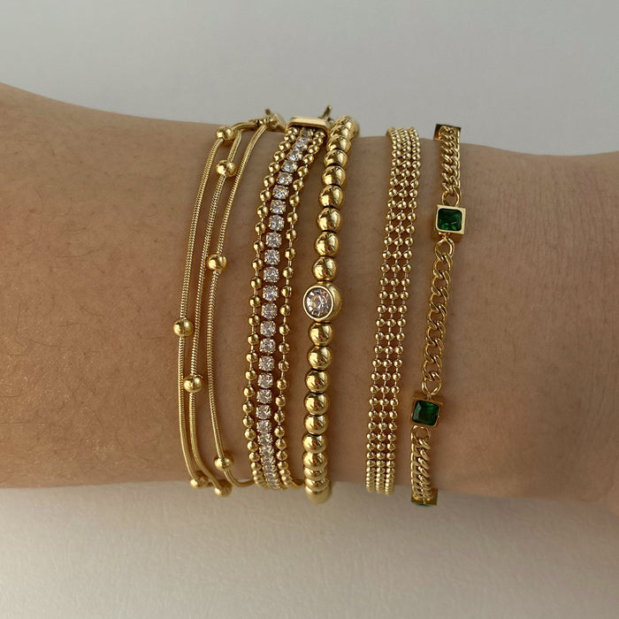 Wholesale Stainless Steel PVD Electroplated Gold Bead Chain Stacking Bracelet Women S Chic Gift