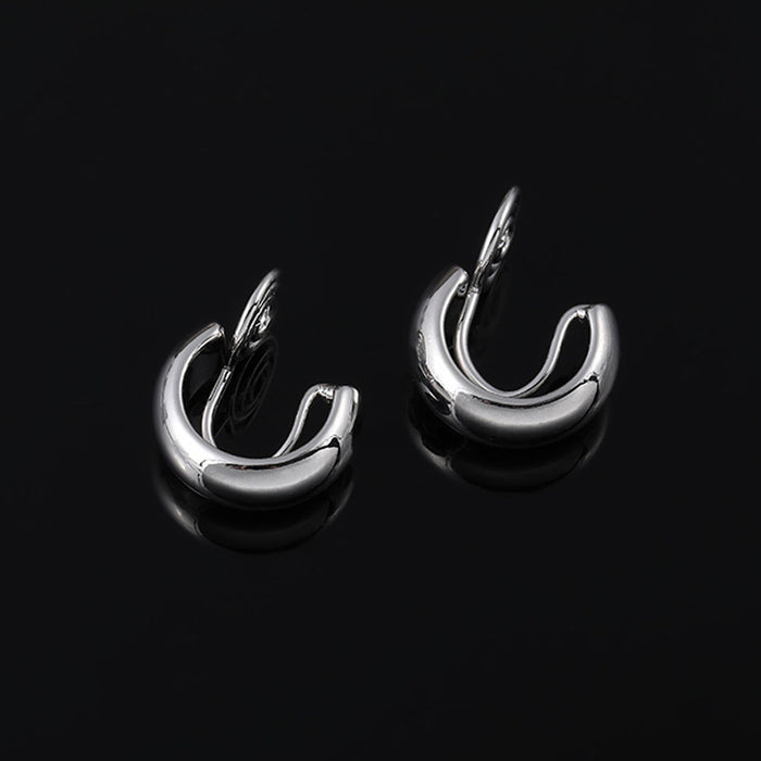 Wholesale Ear Clip Earrings Simple Metallic Ear Stud Earrings Small Ear Ring Circle Female