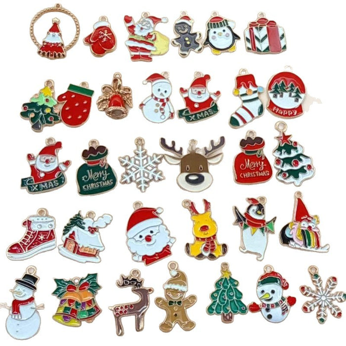 Wholesale 10pcs New oil-drip Christmas-themed alloy accessories  cartoon snowman  reindeer,   DIY pendant accessories