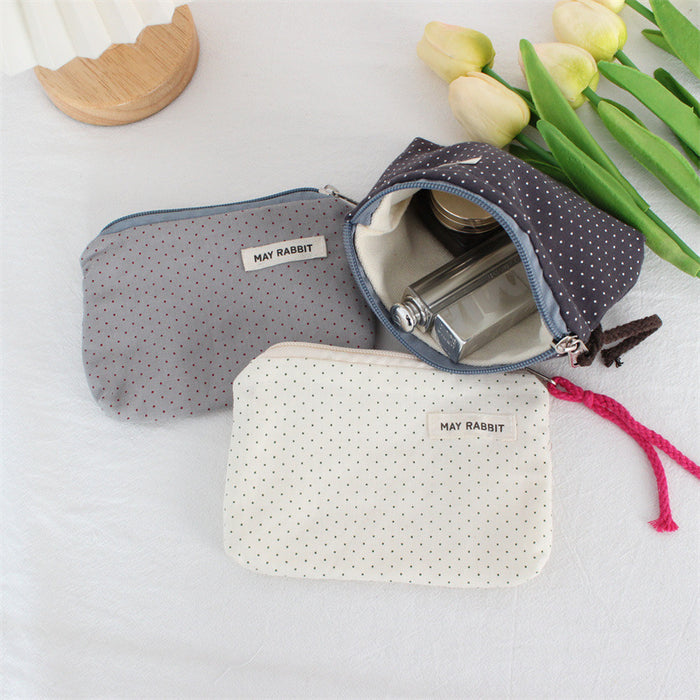 Wholesale Polka Dot Coin Purse Cotton Canvas Drawstring Pouch Stylish Wristlet Bag For Women Everyday Trendy Accessory