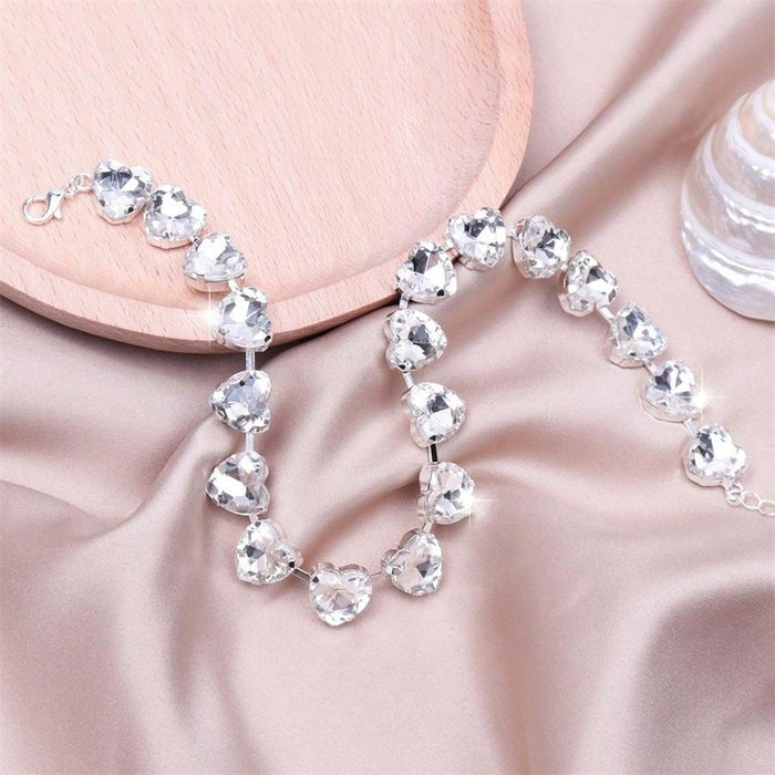 Wholesale Diamond-Encrusted Crystal Heart Necklace Pendant, Exaggerated Versatile Necklace