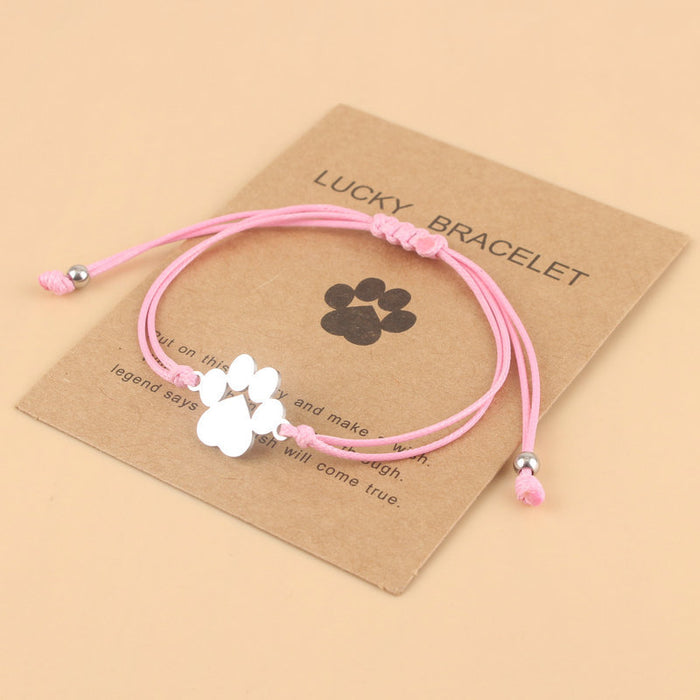 Wholesale Stainless Steel Dog Claw Bracelet Braided Adjustable Wax Line Bracelet Couple Bracelet