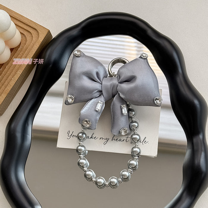 Wholesale Pearl String Bow Shiny Baroque Mobile Phone Hanging Pendant Keychain